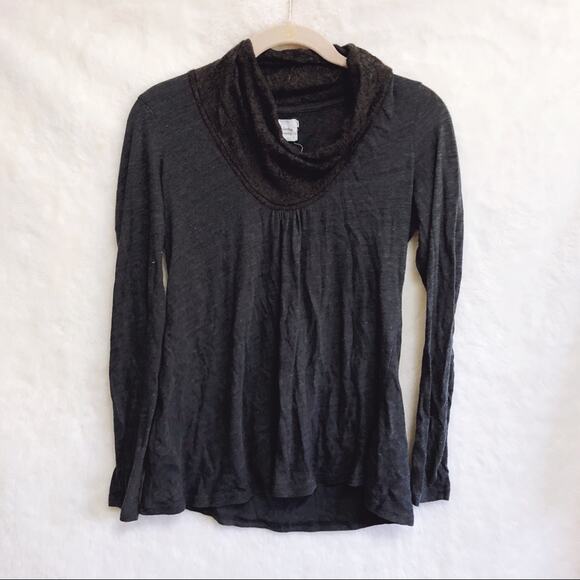 Saturday Sunday Dark Gray Long Turtleneck Top - Picture 1 of 7